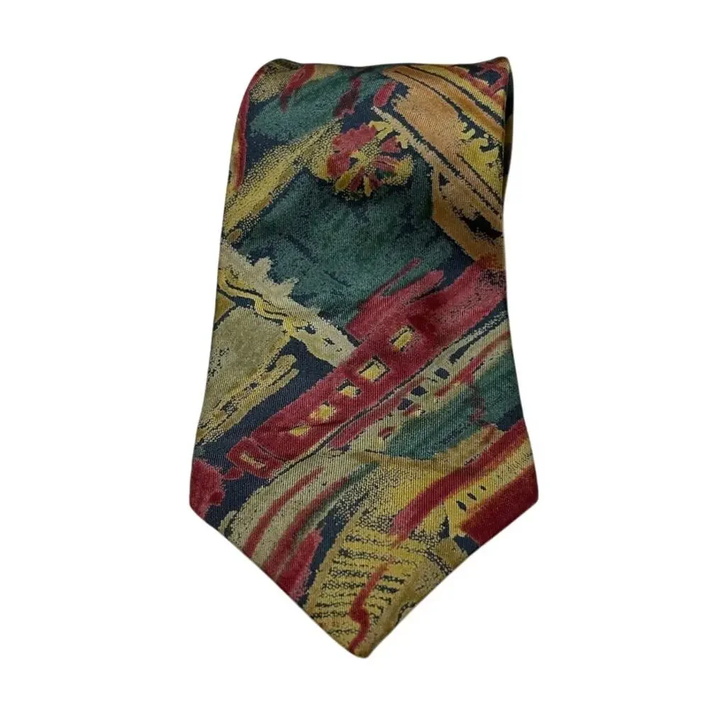 Vintage Oscar de la Renta 100% Silk Abstract Print Tie